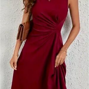 Elegant Burgundy Sleeveless Dress